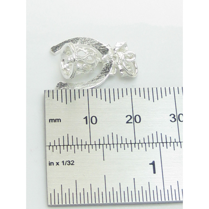 Sterling Silver Wedding Bell in a Lucky Horseshoe Charm