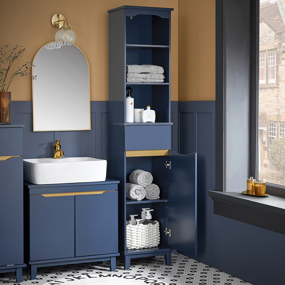 TEMU Meuble Colonne de Salle de Bain, Armoire Haute, Étagère de Rangement, Placard de Rangement, Colonne de Rangement SoBuy BZR112-B