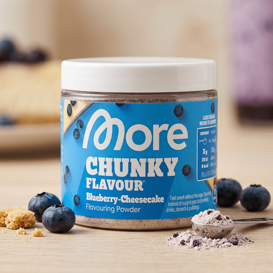 Image of More Chunky Flavor Blueberry Cheesecake Vegan Flavor Powder With Cookie Pieces & Blueberry Powder 90 G