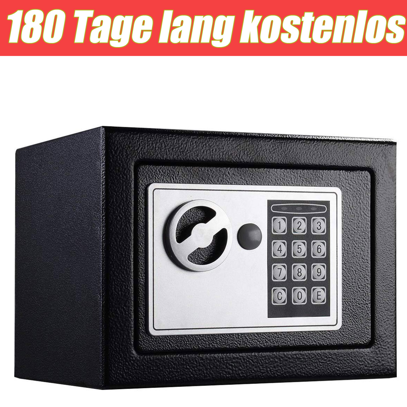 E-shop aus Stahl, Sicherheit für Zuhause, mit digitaler Tastatursperre – für Bargeld, Schmuck, Ausweise, Dokumente, Speicher & Notschlüssel (Schwarz)