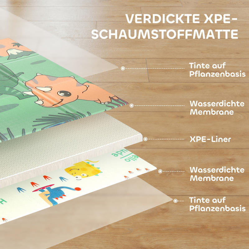 Podloga za bebe 196 X 176 X 1.5 Cm Sklopiva Dvostrana Podloga za Puzanje Višebojna