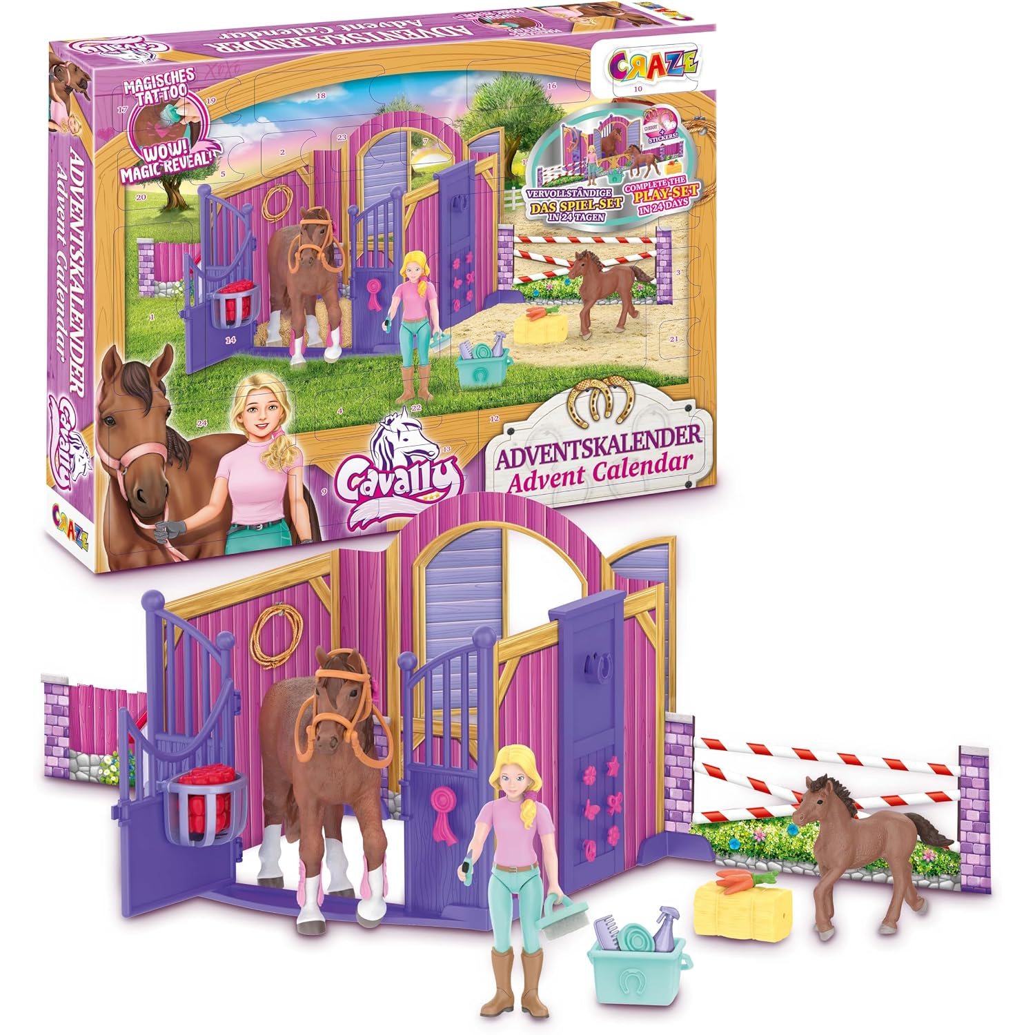 Image of Kids' Advent Calendar – Horse Toy Christmas Calendar For Girls With Rider Figure, Horse & Accessories – Horse Fan Advent Calendar With 24 Surprises