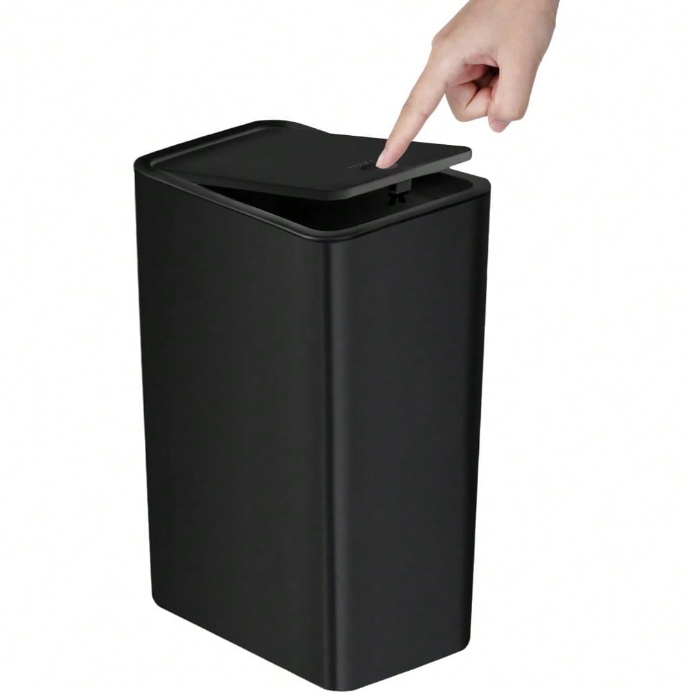 TEMU Bote de basura para baño con , 10L / 15L de Capacidad - pequeño de basura con desplegable, Basura para Oficina, Habitacion, Cocina - Negro//