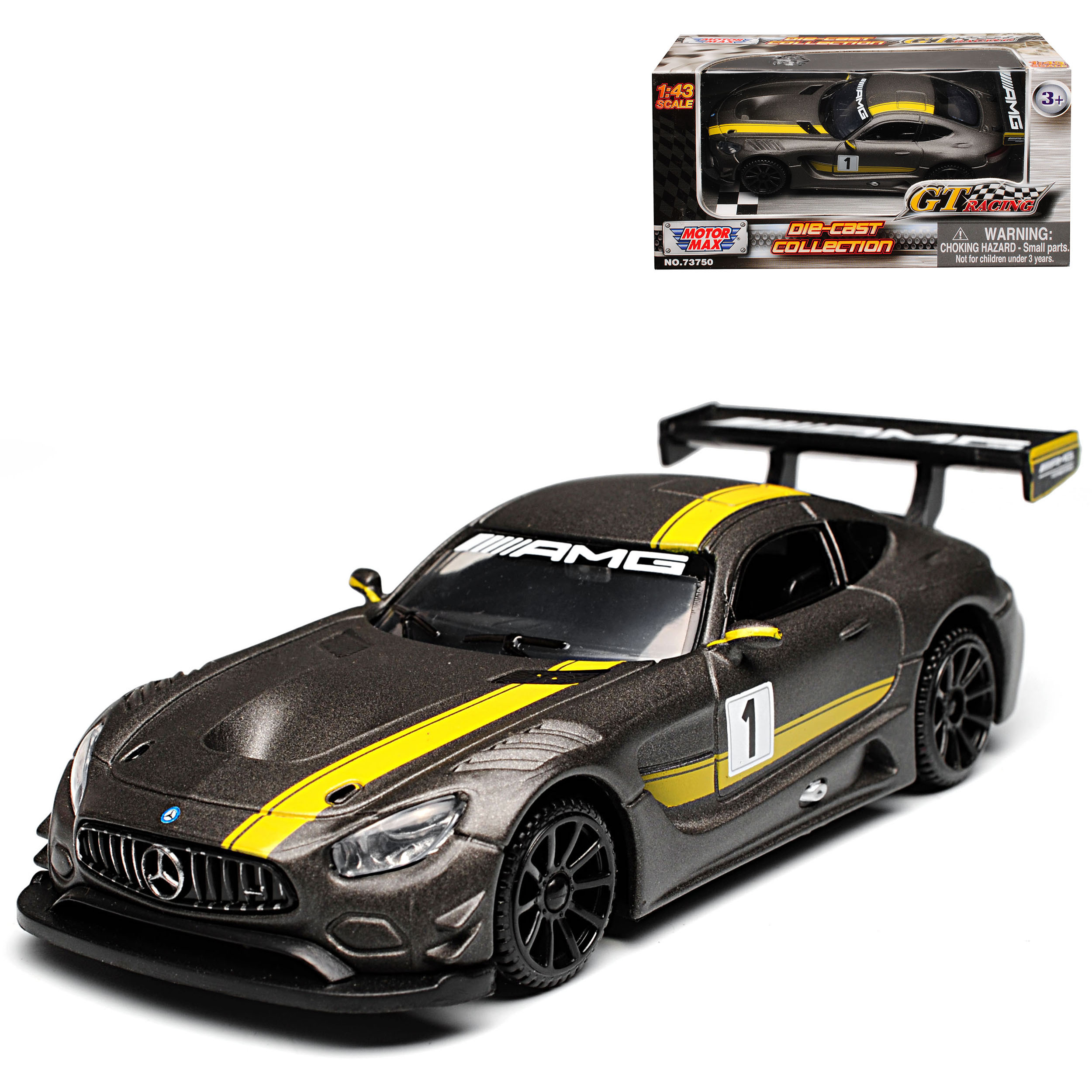 Mercedes-benz Amg Gt Matte Gray With Yellow From 2014 1/43 Model Car
