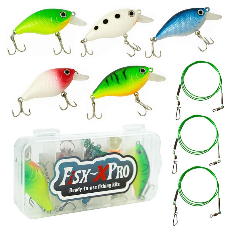 Image of Fish- Bait Set 5pcs – Wobbler, Lures & Steel Ground Hooks