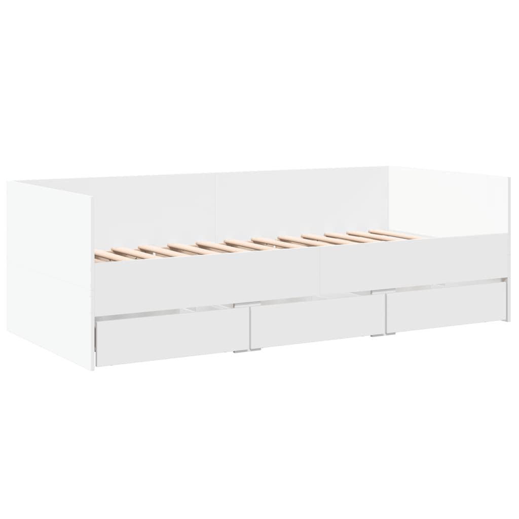 Bed for Living Room and Bedroom, Daybed with Drawers without Mattress White 90x200 cm