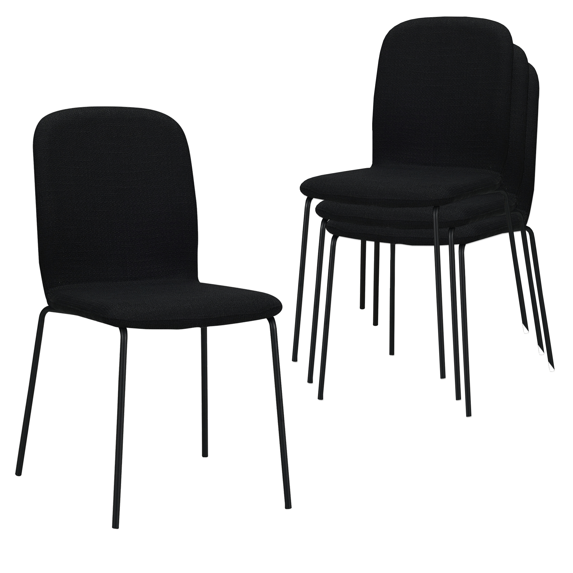 Enna 4-piece Dining Chair Set, Brown - Stackable, Comfortable Upholstered Chair - Elegant Kitchen Chair, Dining Room Or Dining Table Chair, Conference Chair, : 4, Color: Brown