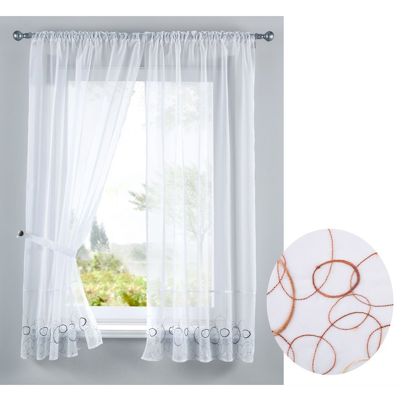 -112230-aura Embroidered Curtain Set, 4-piece, Rod Pocket Curtains With Tiebacks -112230-