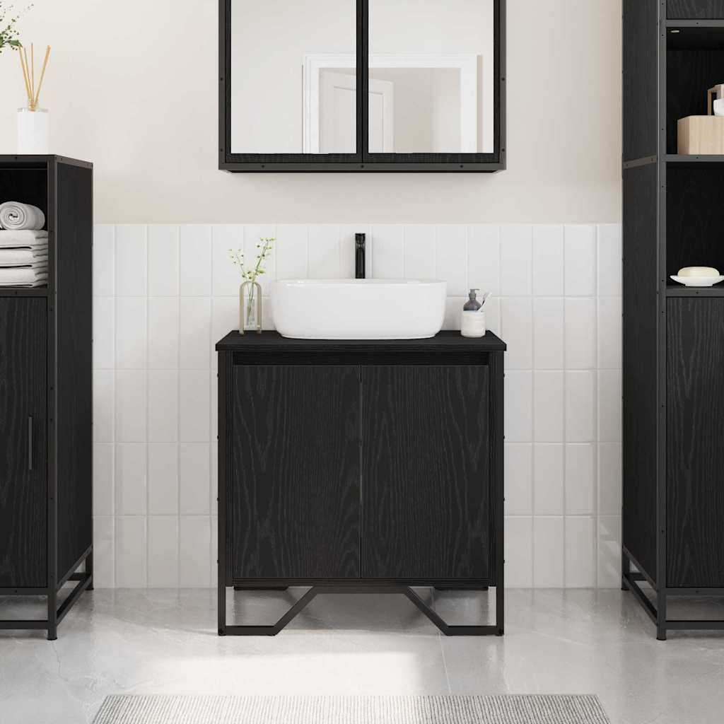 Image of Vidaxl Washbasin Cabinet 60x35x60 Cm Veneered Wood Stylish And Durable Storage Solution For Bathroom Furniture Wood Mdf Modern Compact Organizer