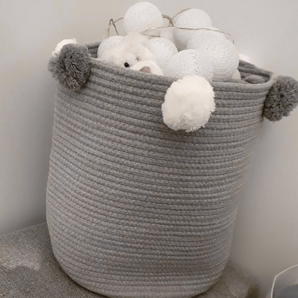 Gray Household Blanket and Sock Storage Basket