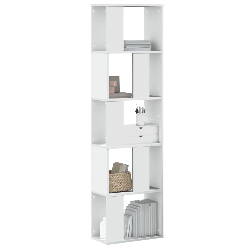 Image of Vidaxl Bookshelf, Freestanding Shelf With 5 Shelves, Room Divider Wall Shelf For Living Room, File Shelf Room Divider Office Shelf, White Wood Material