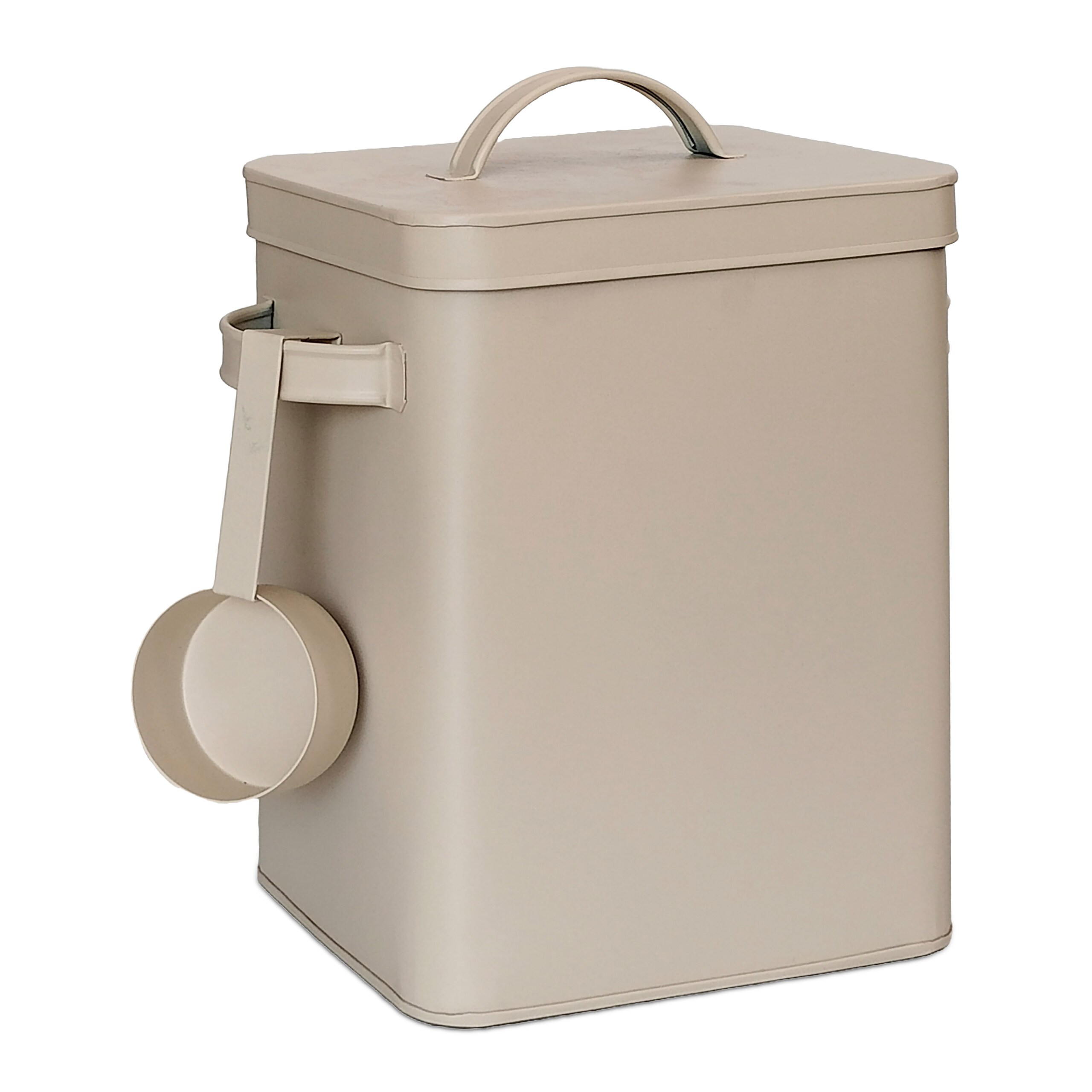 TEMU Airtight Storage Container, 6.5 L, 27.5 X 24.5 X 16 Cm, Iron With Rubber Seal, Beige, With Measuring Spoon And Carrying Handles, For Washing
