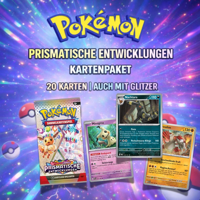 E-shop Pokémon Prismatische Entwicklungen Karten Pakete - 20 Karten auch mit Holos!
