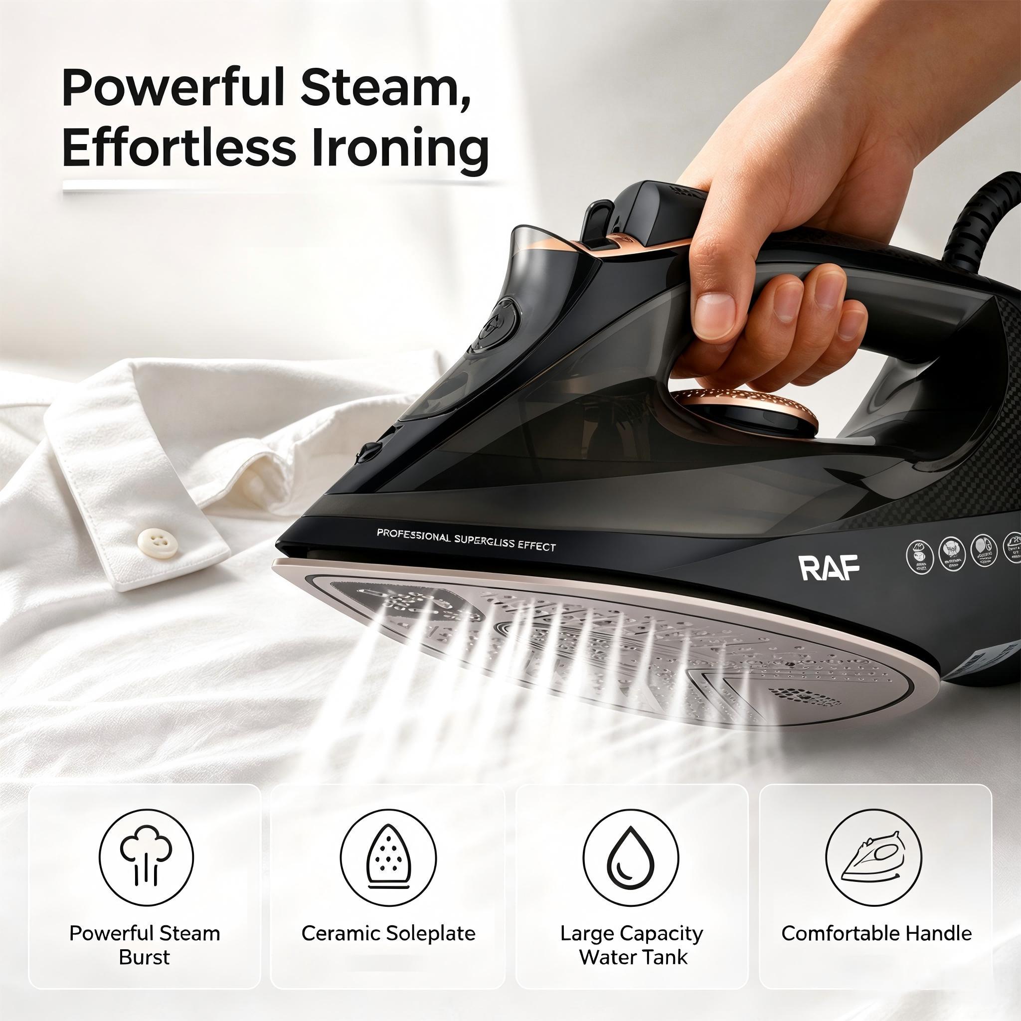 TEMU Portable Electric Steam Iron, Professional Household Clothes Iron With Handle, Large‑capacity Water Tank, Fast‑heating , Light‑weight Garment