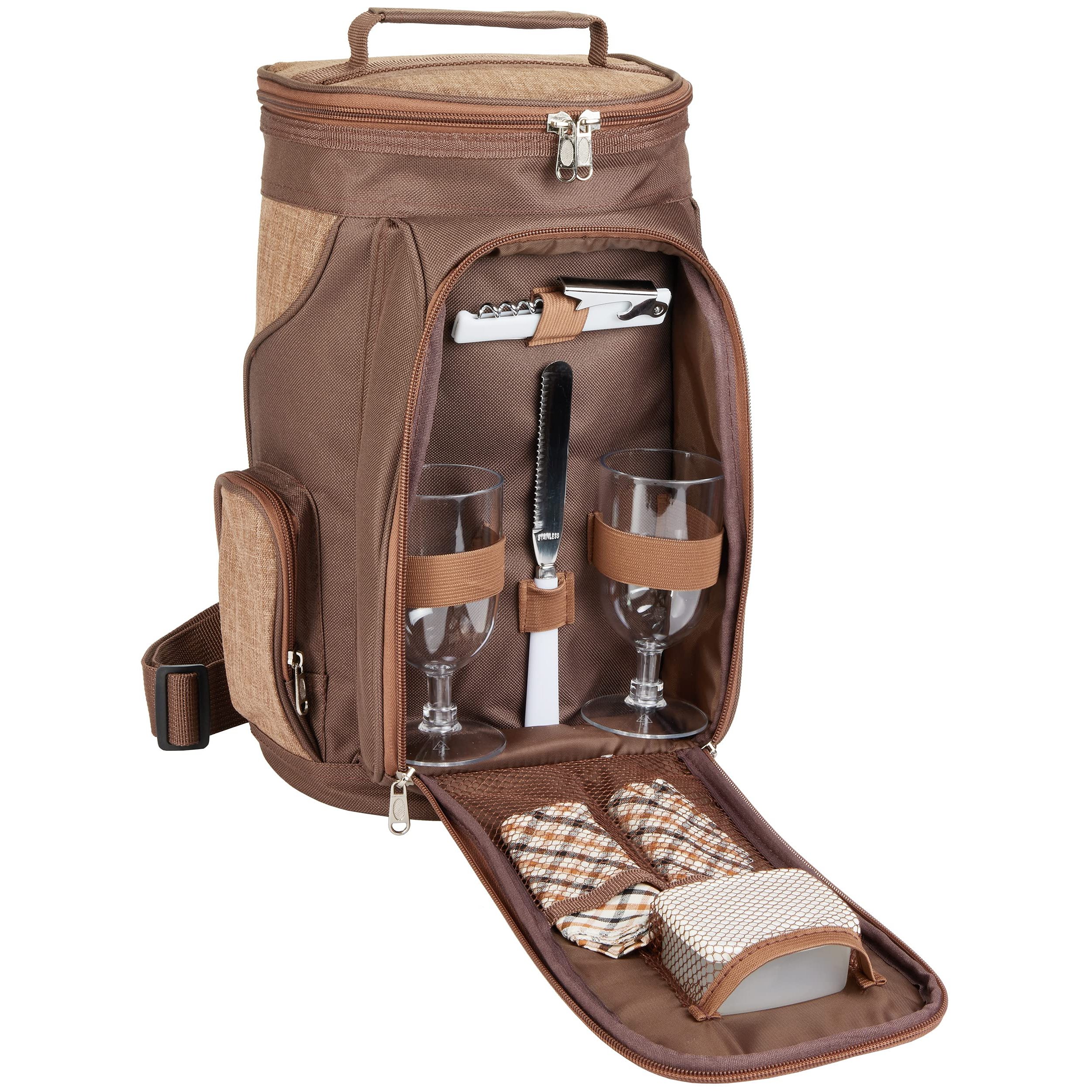 Image of Brubaker Cooler Bag For 2 Wine And Bottles Up To 1.5l, Padded Wine Cooler Bag - Insulated Picnic Bag, Thermal Bag - Portable With Handle