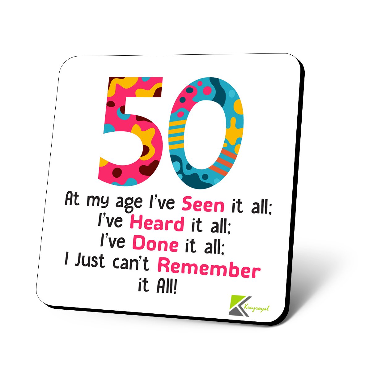 TEMU Seen Sarcastic Fifty Birthday Wooden Coaster, Glossy Mdf Cup Mat, Funny 50th Birthday Gift, Humorous Cup Mat, 1pc