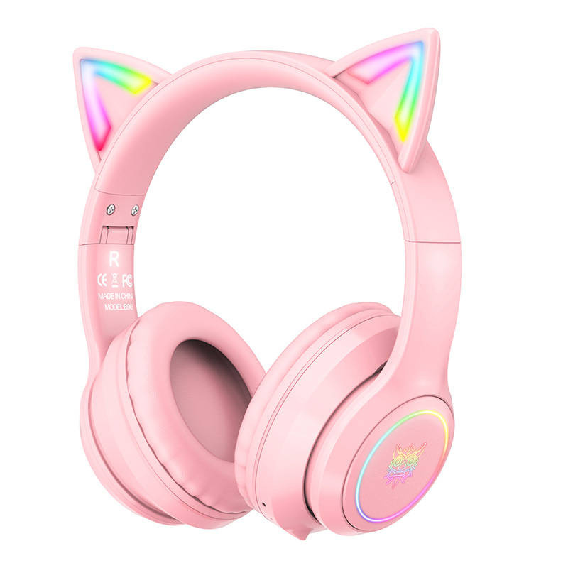 TEMU Casque de Gaming B90 Rose, Fil, Supra-auriculaire, Bluetooth, Microphone à Réduction de Bruit, Son 50 mm, Compatible avec PC, Consoles,
