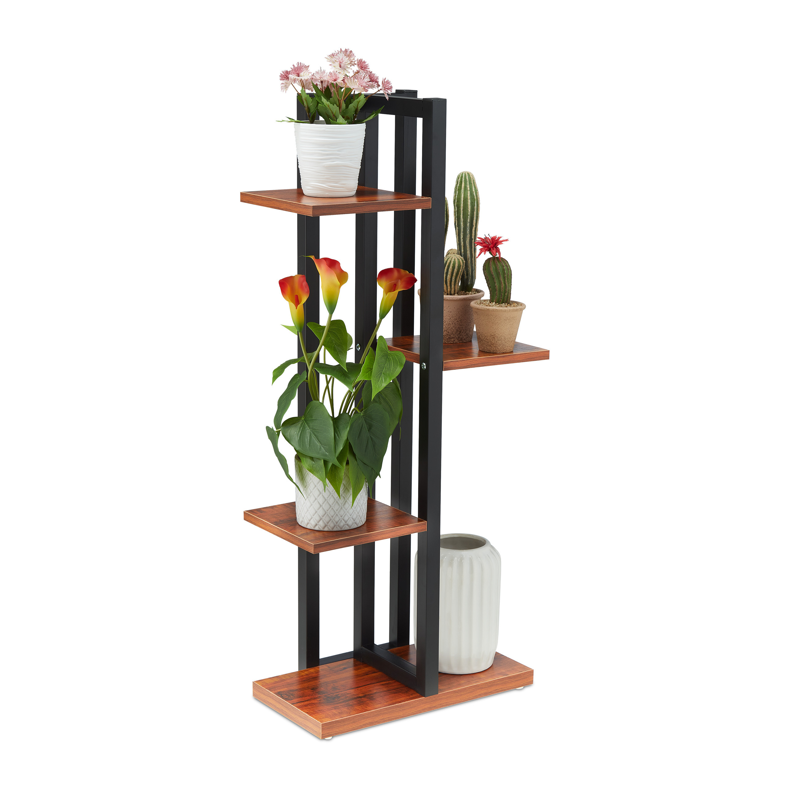 Dark Brown Flower Shelf - (w)42.5 X (h) (d)22.5 Cm