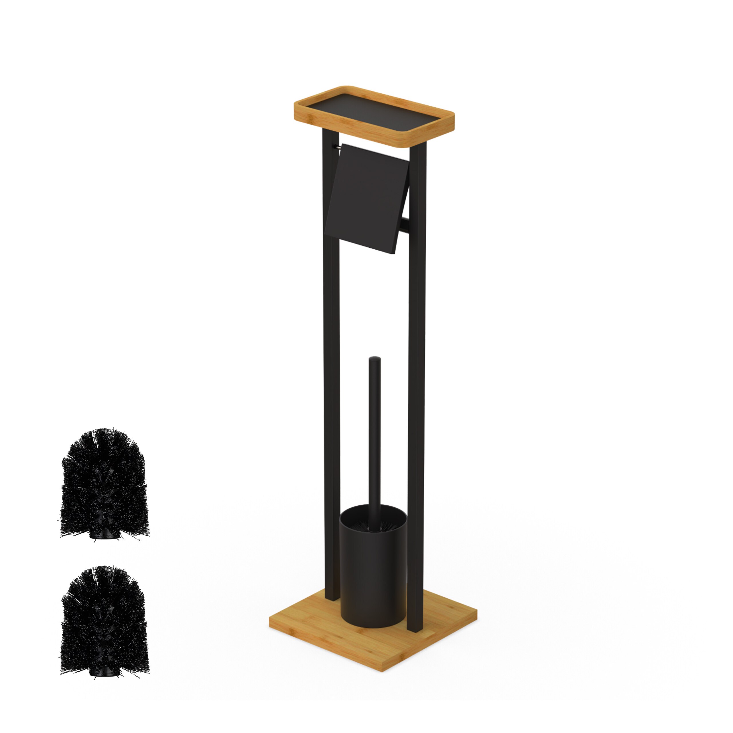 Black/natural Toilet Set - (w)20 X (h)73.5 X (d)20 Cm