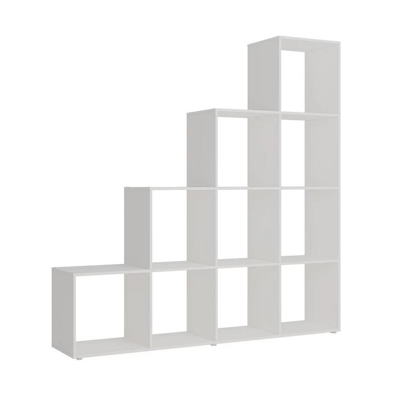 Image of Aramis White 138 X 143 Cm 10 Shelves Room Divider Stand Shelf Stair Shelf Chipboard, 16 Mm