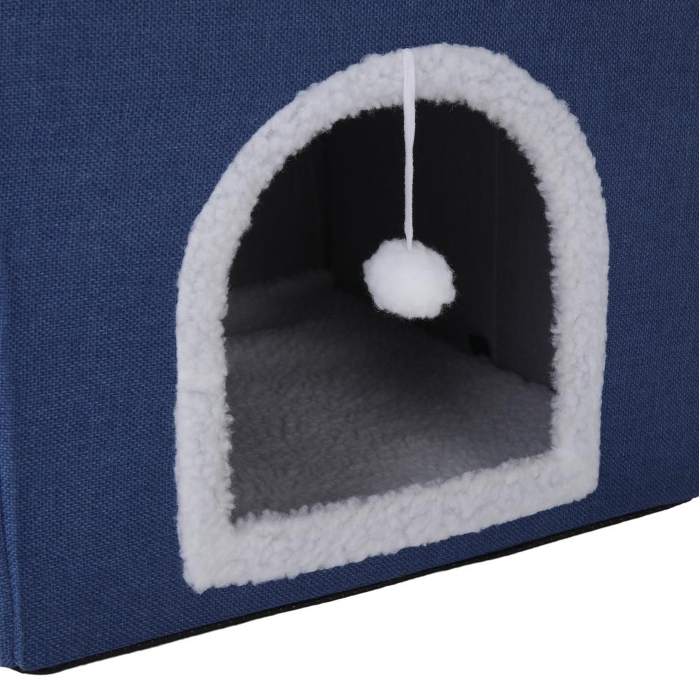 Foldable Cat Cave Bed with Scratch Pad for Indoor Cats