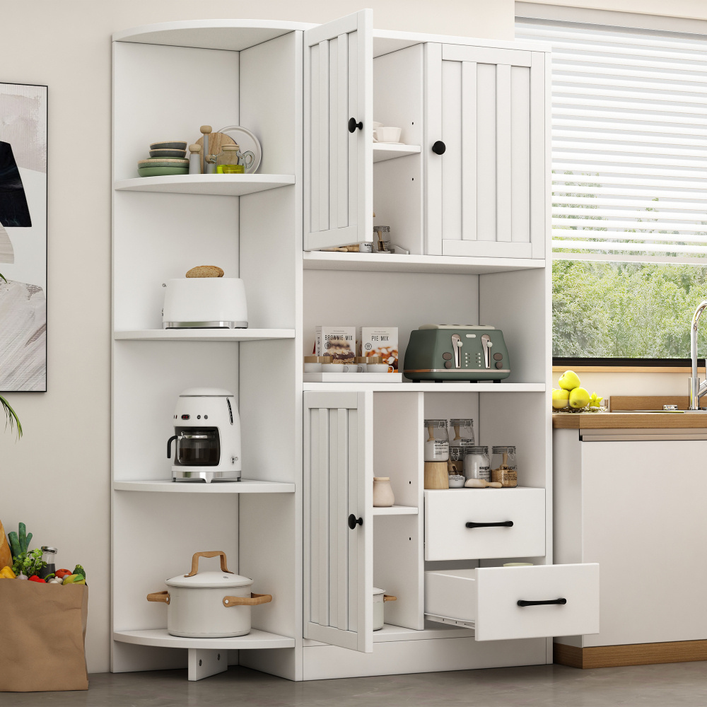 Stylish Corner Side Cabinet With Unique . 14 Shelves Household Items. Load Capacity And For Long- Use