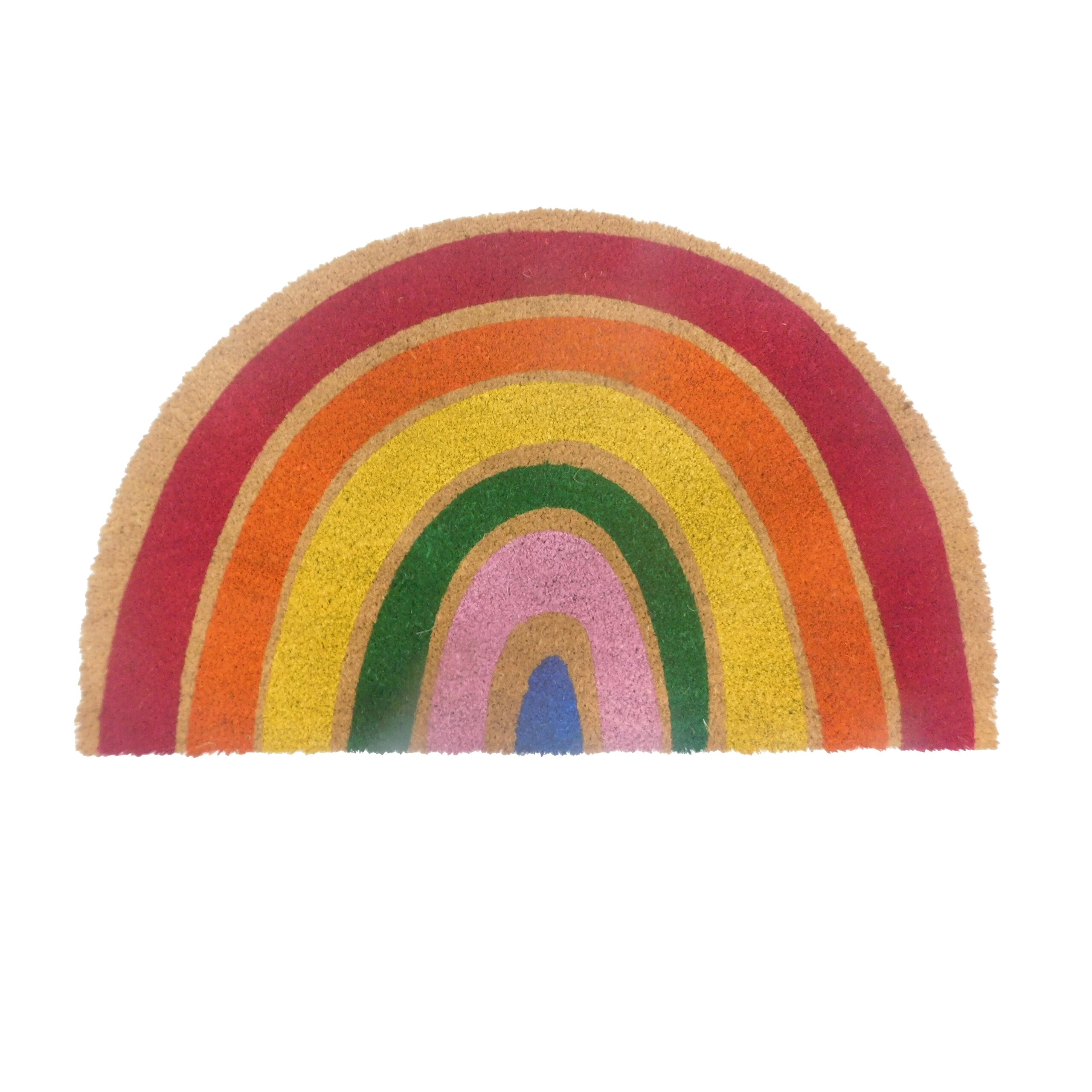 Image of Rainbow Doormat, 1.5 X 80 X 50 Cm, Coconut Fiber And Pvc, Multicolor, Non-slip And Weatherproof, For Indoor, Outdoor, Front Door, And Entryway, Entrance Mat, Dirt Trap Mat, Coconut Mat, Relaxdays