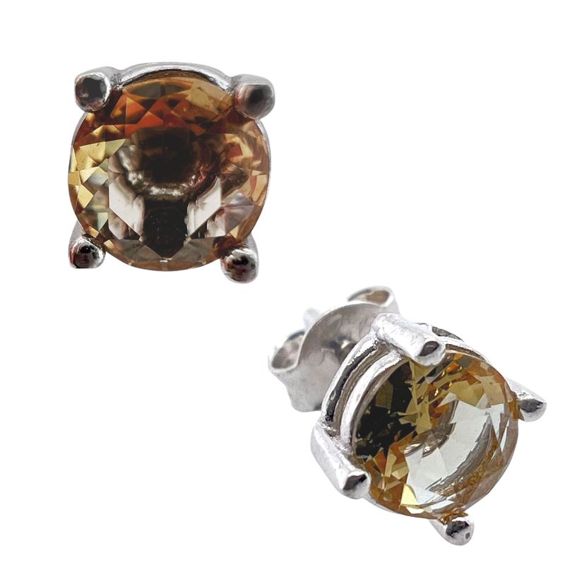 Image of Small Round Stud Earrings With , 925 Sterling Silver, Delicate Gift
