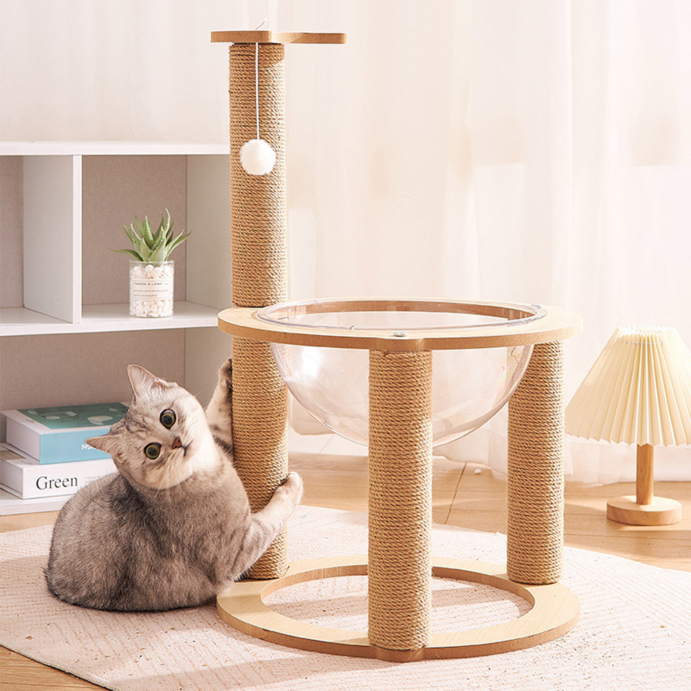 TEMU Cat Tree Solid Wood Cat Climbing Frame With Space Capsule Cat Shelf Nest Cat Climbing Column Integrated Large Cat Tower