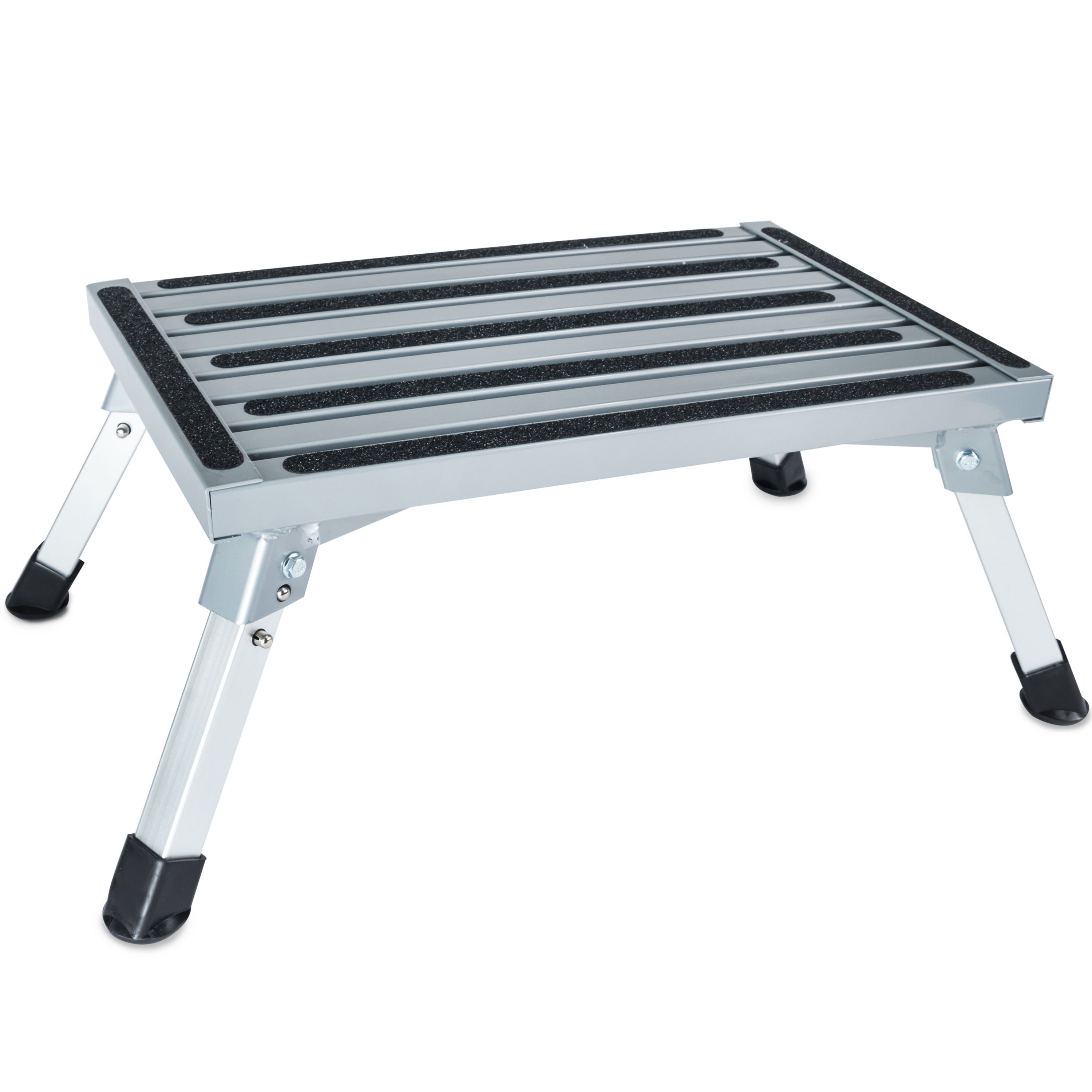 Image of Folding Step 63x48x24 Cm Made Of Aluminum, Loadable Up To 150kg, With Anti-slip Step Surface, Entry Aid, , Foldable, For , Motorhome, Footboard, Step Ladder.