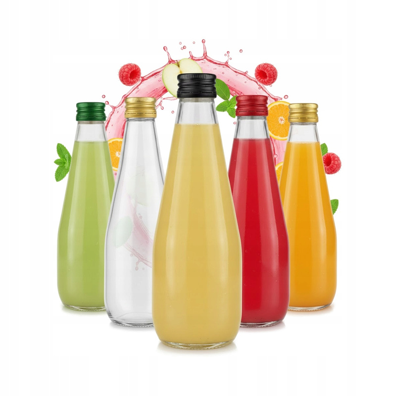 5-pack Kropla Glass Juice Bottles 330ml With Screw Cap For Syrup And Tinctures