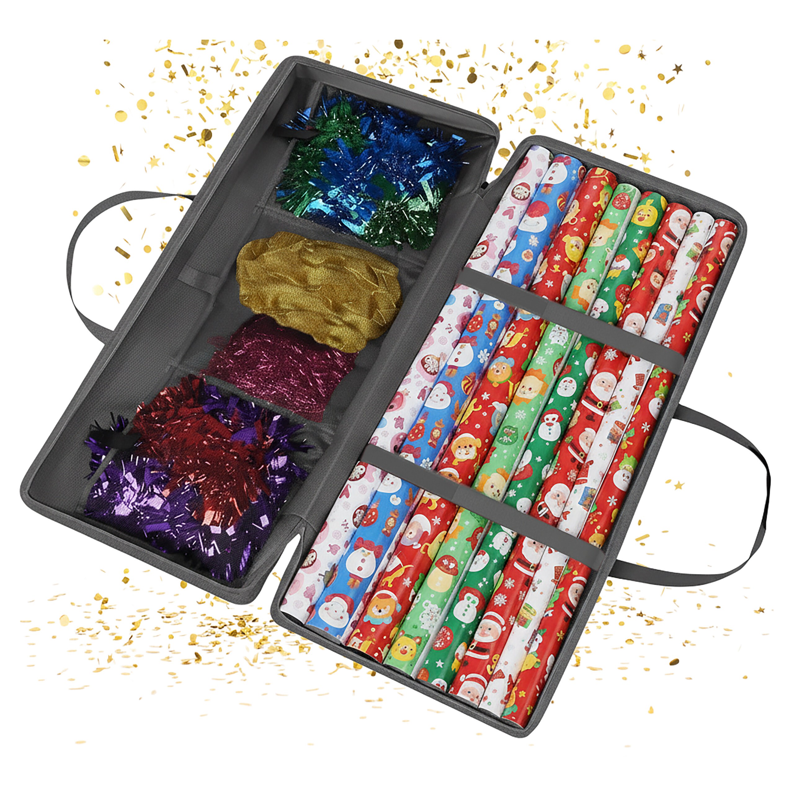 Image of Gift Wrapping Storage In Gray - (w)82 X (h)34 X (d)13 Cm