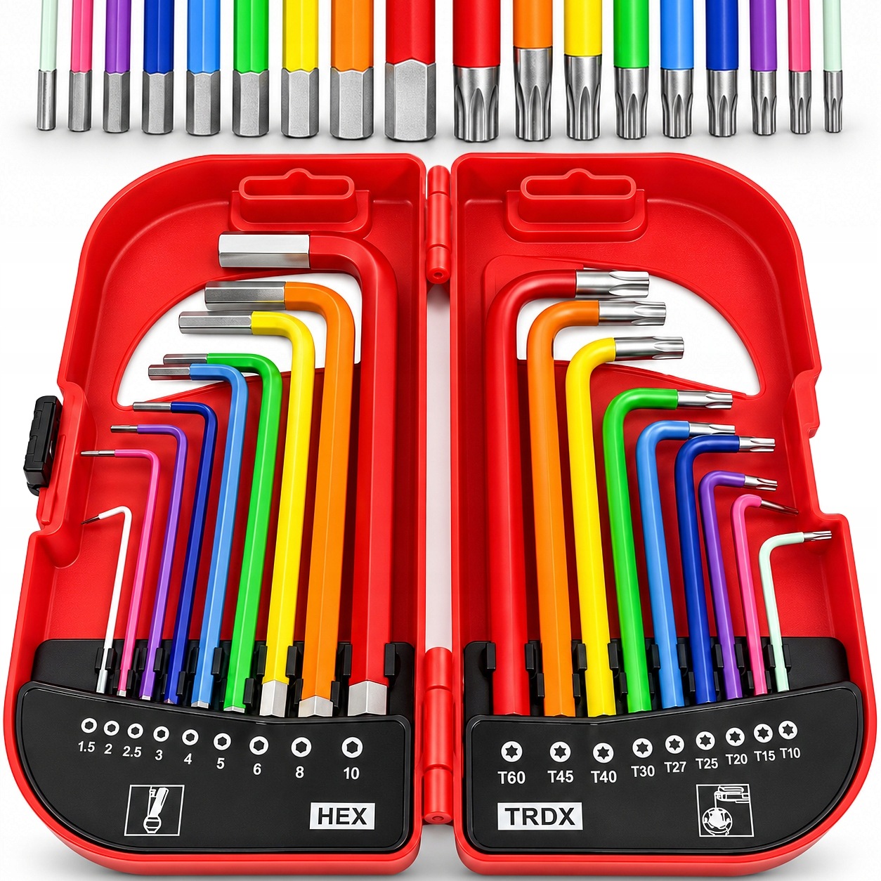 Image of Set Of 18 Torx Hex Keys In A Case For Car, Bike, Workshop