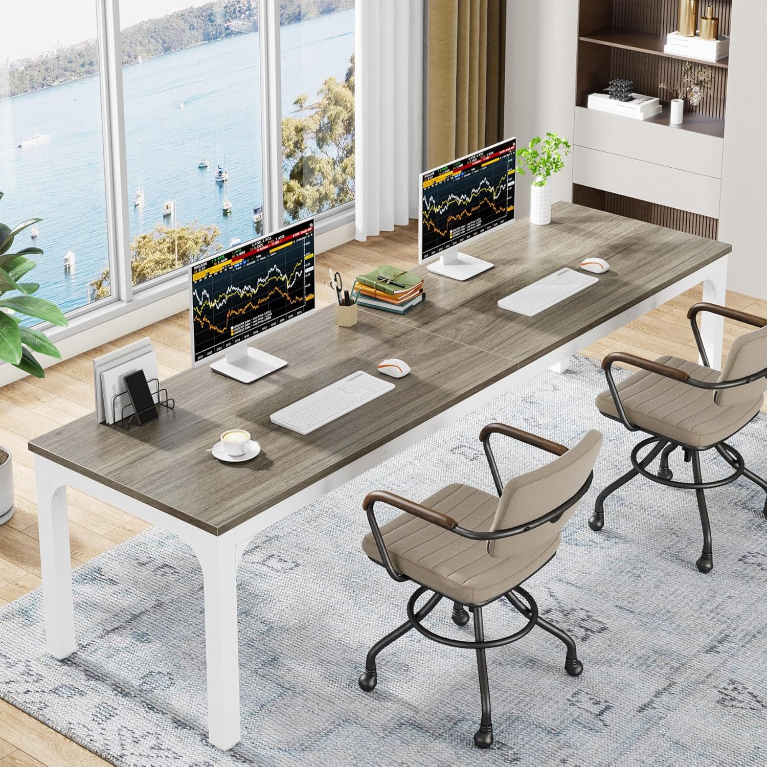 Modern Desk, Computer Desk, 200 X 70 X 75 Cm, Double Long Desk, Pc Table, Office Table, Work Table, Dining Table, Office Furniture, Computer Desk, Conference Table For Home Office, Oak