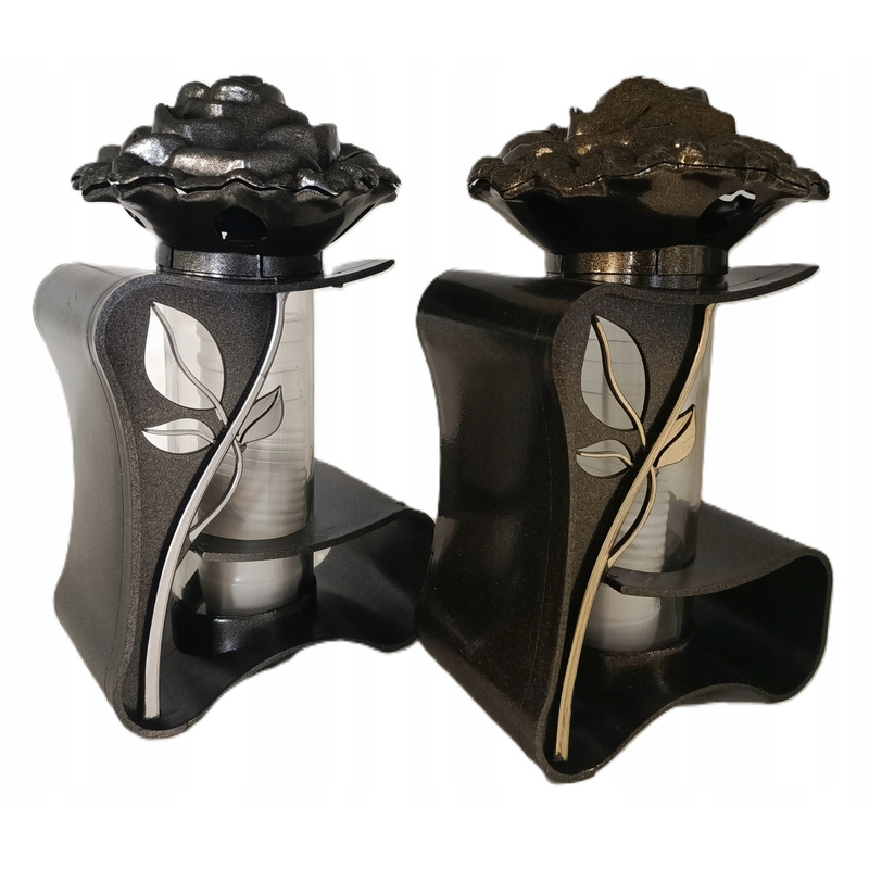 Elegant Memorial Candle Lantern - Rose Ribbon Design, 27cm Tall, 75+ Hour , Commemorative Display