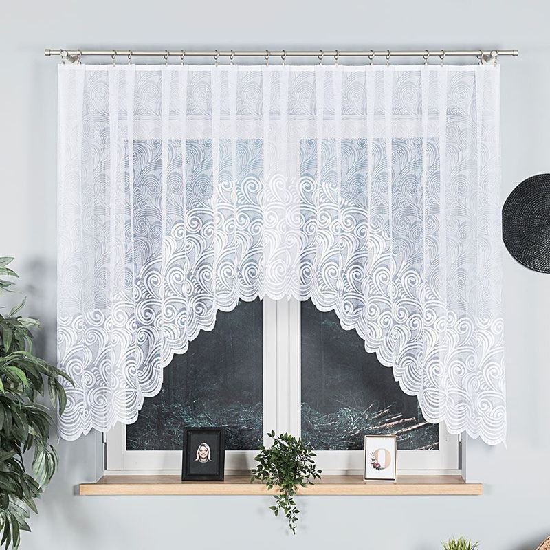 - Jacquard Curtain With A Hem At - 300x140 Cm - White