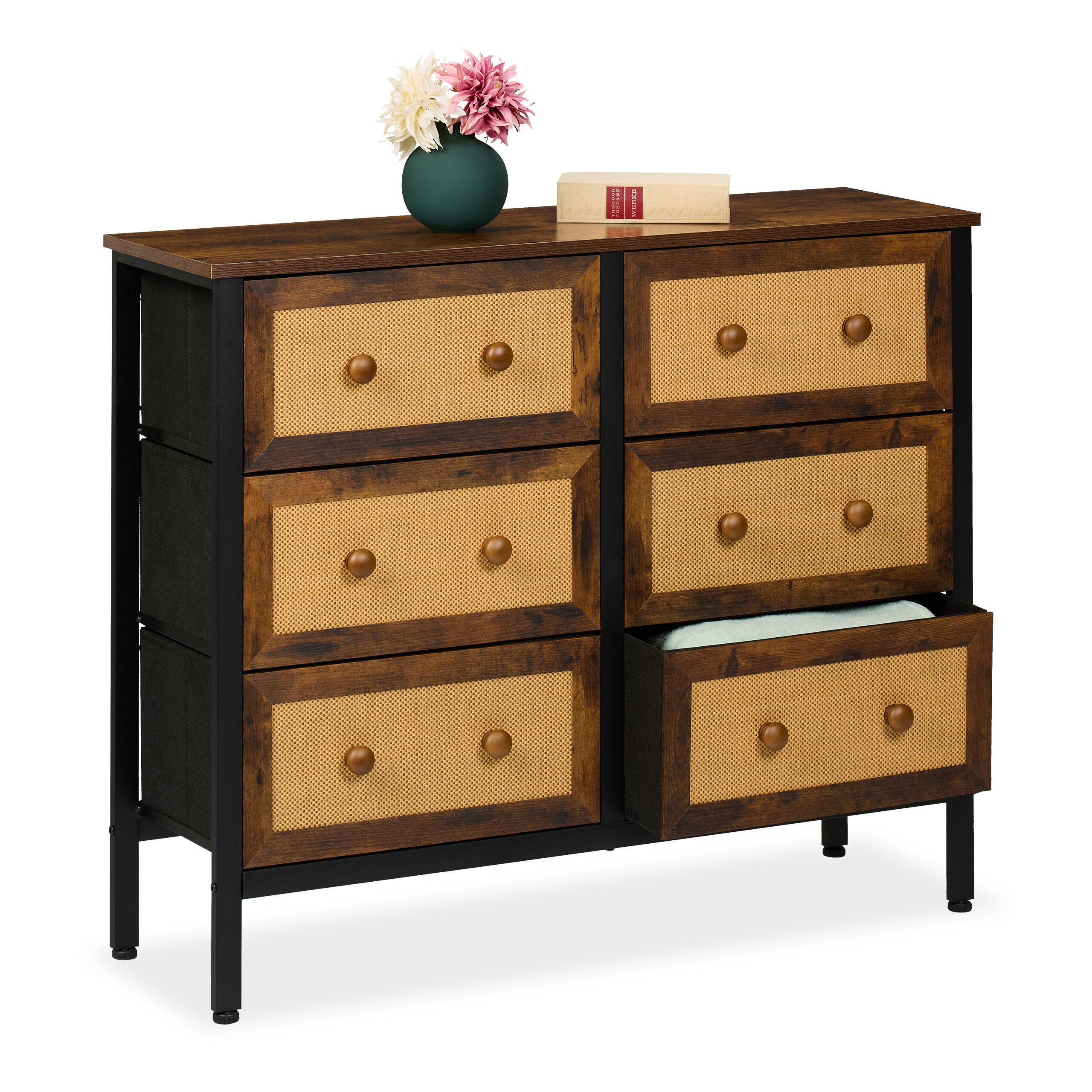 Dresser In Brown/ Black - (w)100 X (h)83 X (d)32 Cm