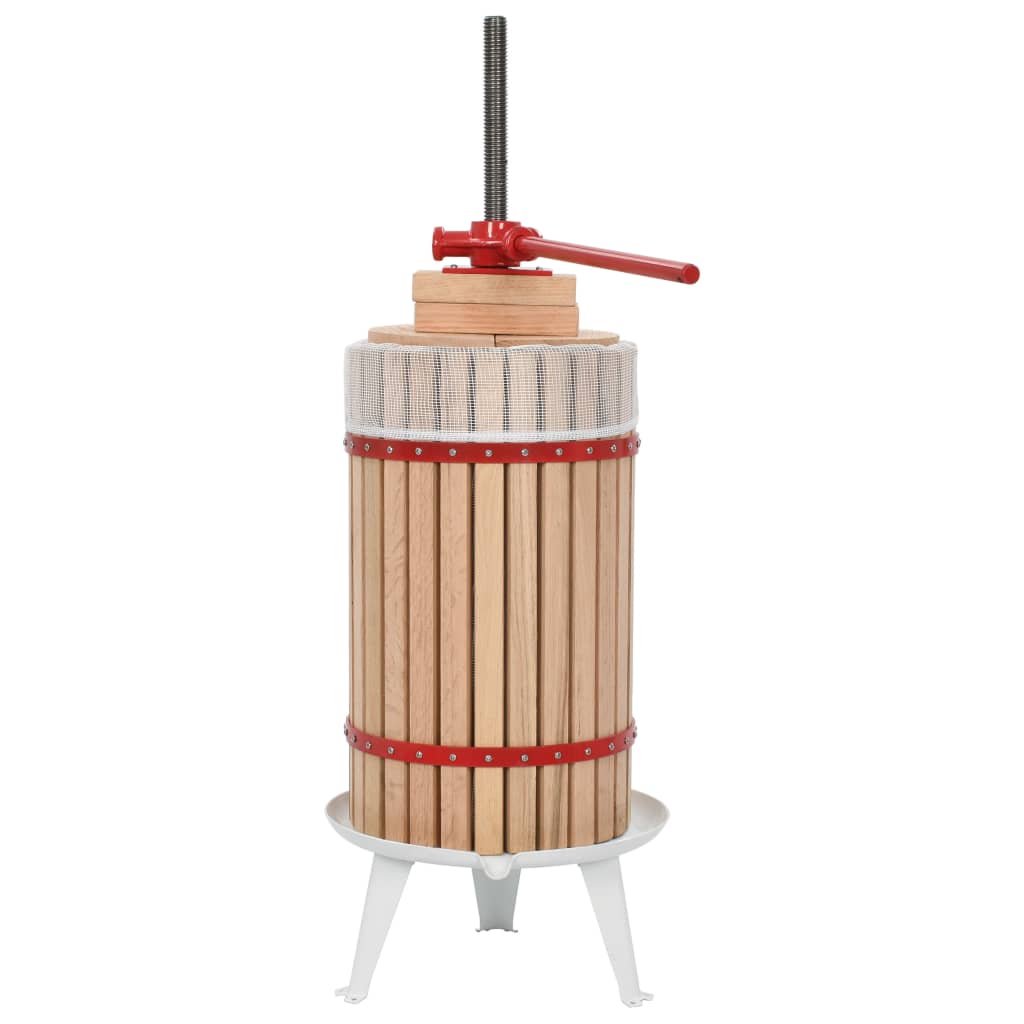 Image of Vidaxl Oak Wood Fruit Press With Cloth Bag Wine Press Fruit Press Press Berry Press Mash Press Juicer Fruit Mill 30 L