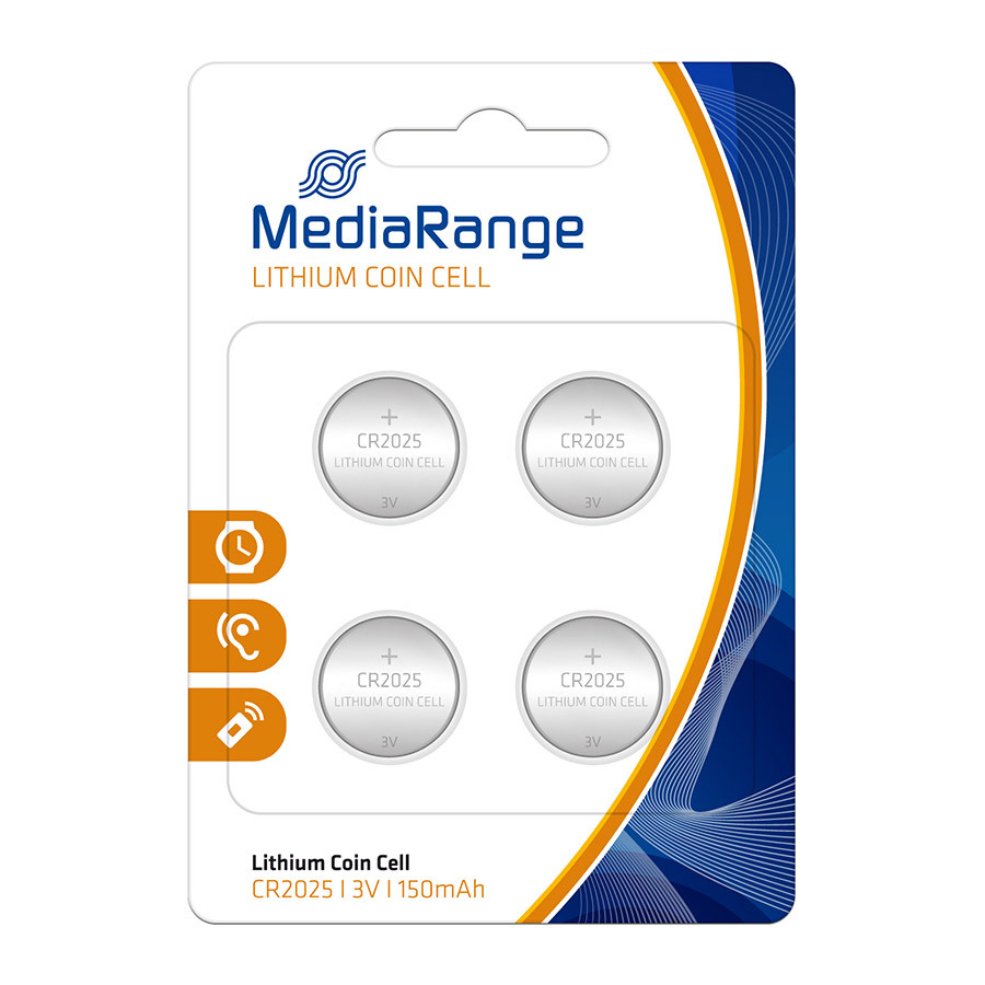 TEMU MediaRange Batterie Al Litio Lithium CR2025 3V - MRBAT131 - Conf. 4 pz