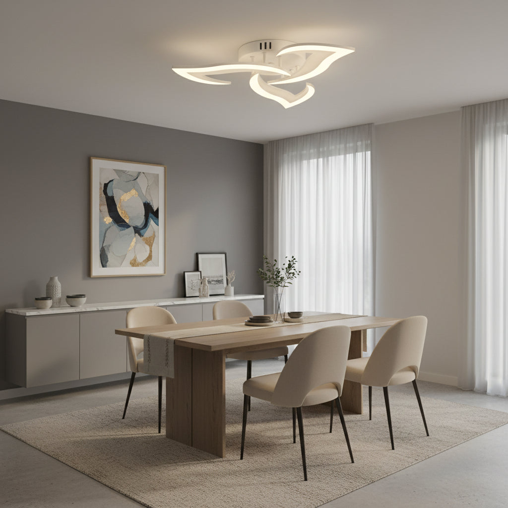 TEMU Lámpara de techo LED Lotus de 32W con control remoto, 2 años de garantía, regulable, 3 , luz fría//neutra, flujo de 3840lm, altura de 8cm,