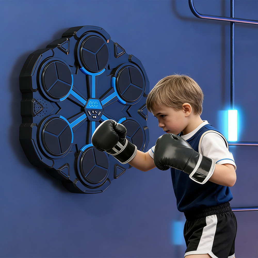 Image of Interactive 6-panel Music Boxing Trainer - Led Score Display & Adjustable Speed, No Punching Required Design, Ideal For Children Fitness And Party Games