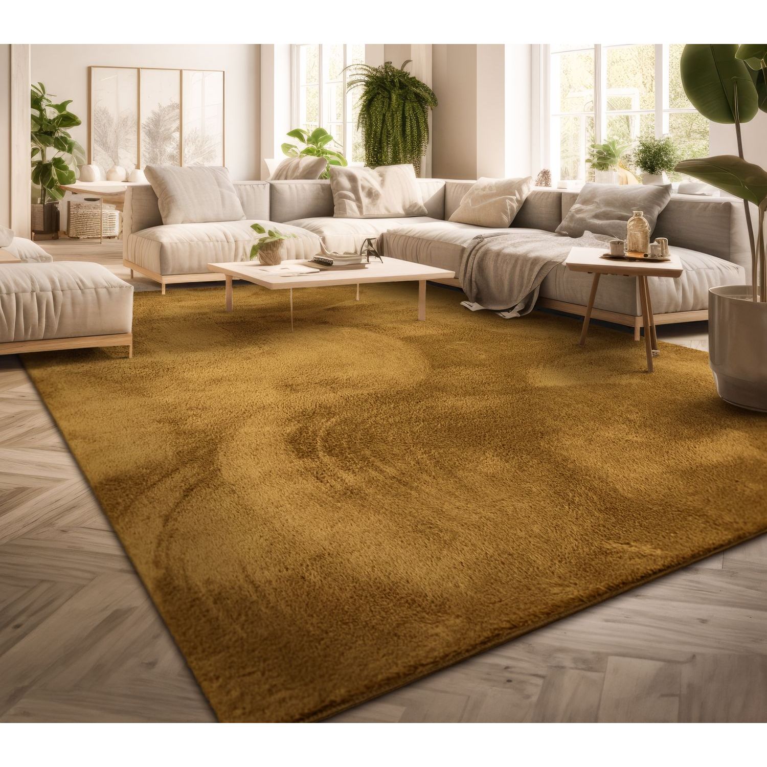 Living Room Short Pile Plain Modern Design Washable, Non Slip Stain Resistant Polyester Cloth