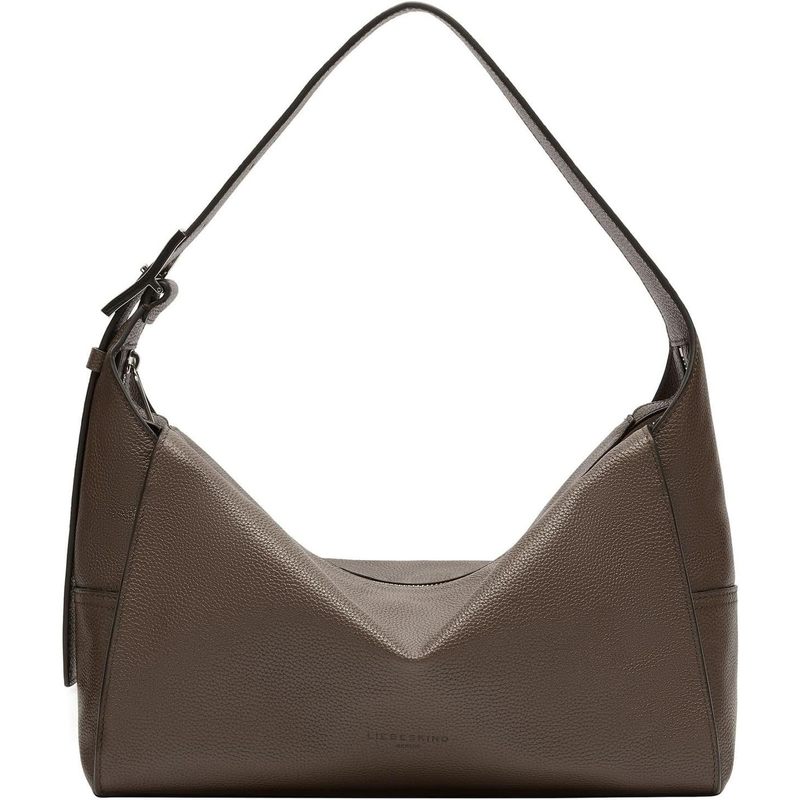 Chic Pebble Leather Hobo Bag - Compact & Stylish Women'S Handbag with Secure Zipper - Light Truffle - Everyday Carry