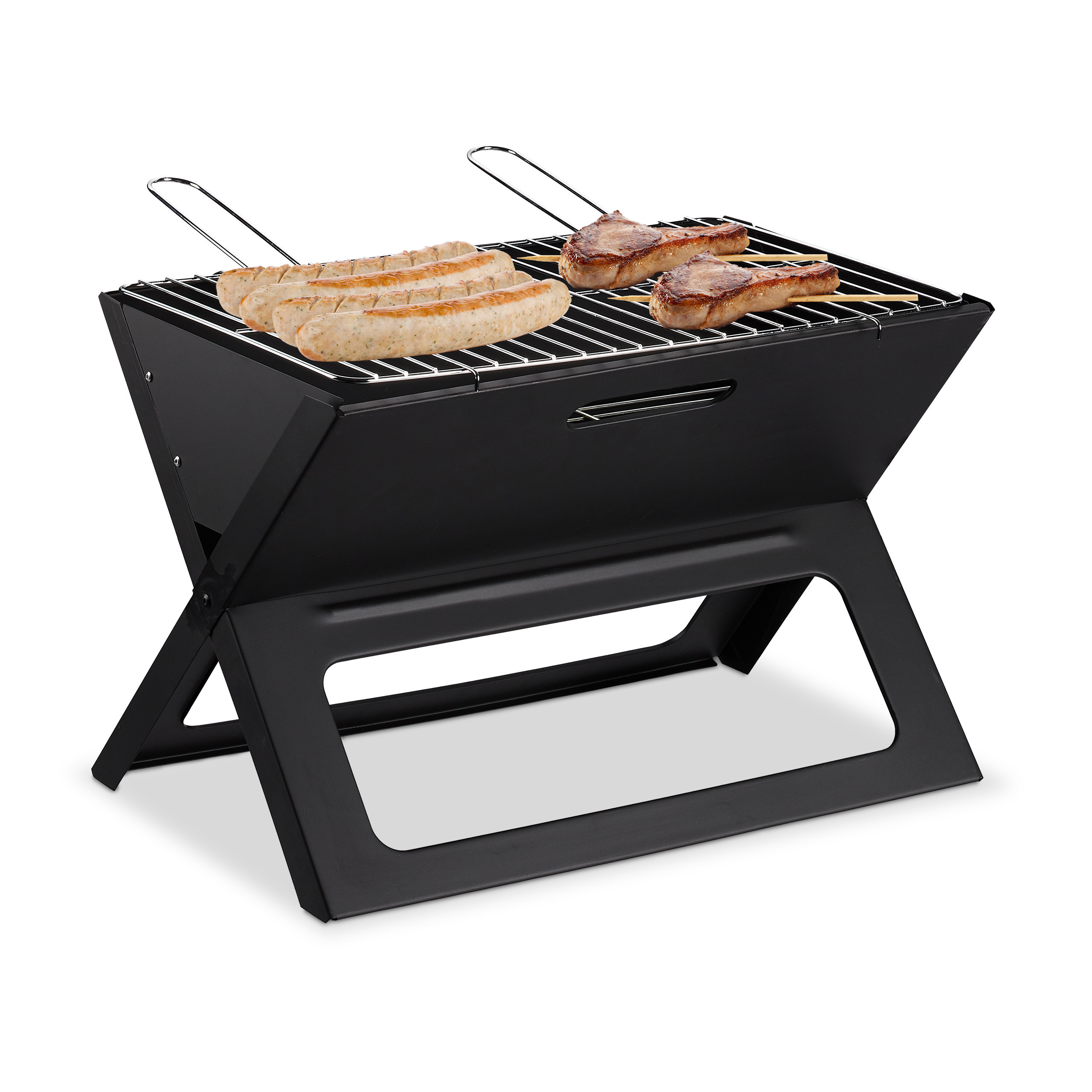 E-shop Klappgrill in Schwarz - (B)45.5x (H)30 x (T)30 cm