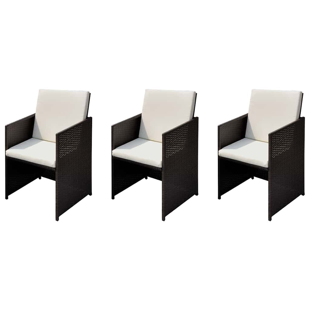 Image of Vidaxl Garden Chairs 3 Pcs Brown 56 X 52 X 87 Cm Poly Rattan, For Garden And Terrace, Modern Spaces, Unique , Entertainment And Relaxation, The