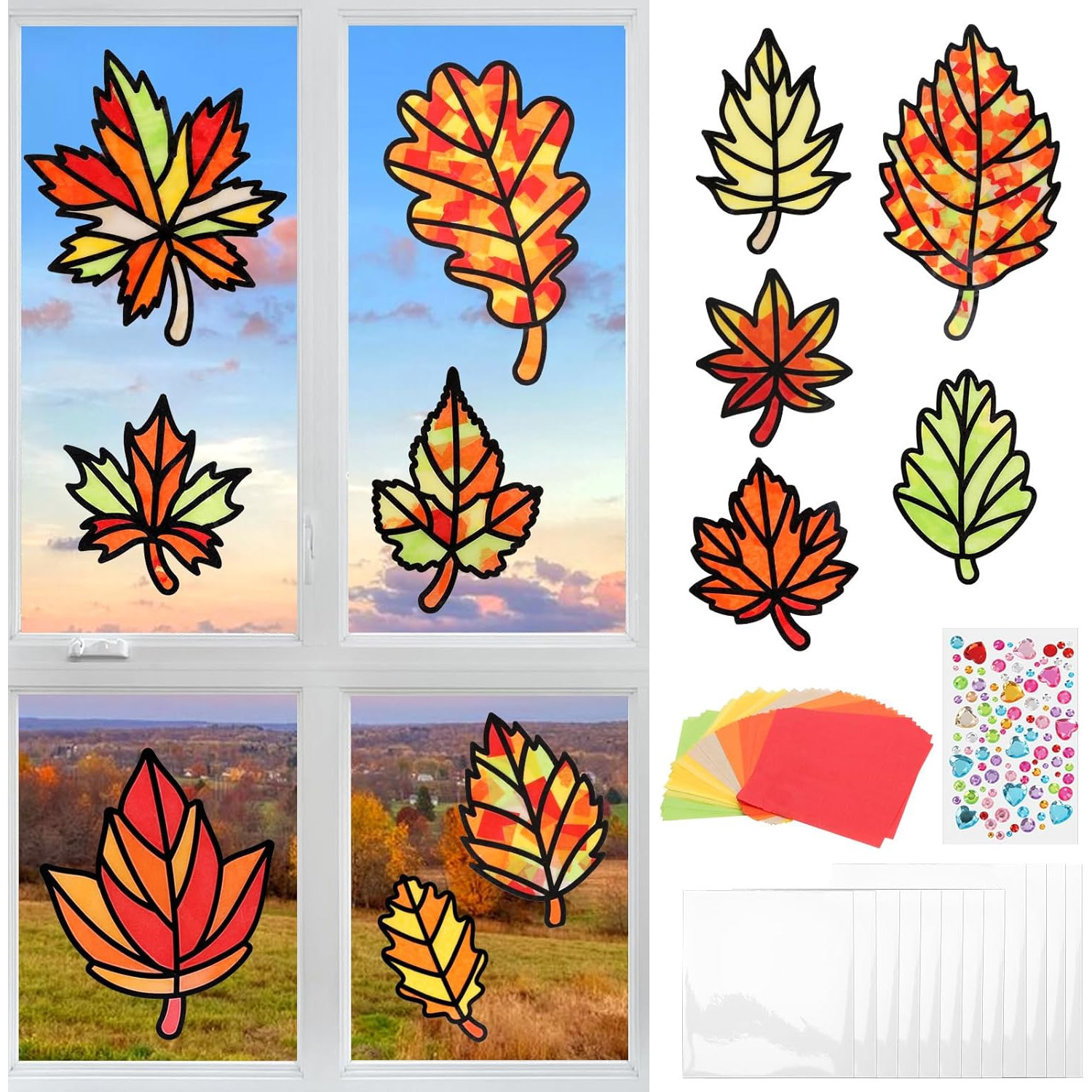 12pcs Autumn Crafting Maple Leaf Craft Set Autumn Paper Craft Set Creative Sets Autumn Decor Creative Diy Autumn Window Pictures Art And Handicraft For Boys Autumn Party Booth Props