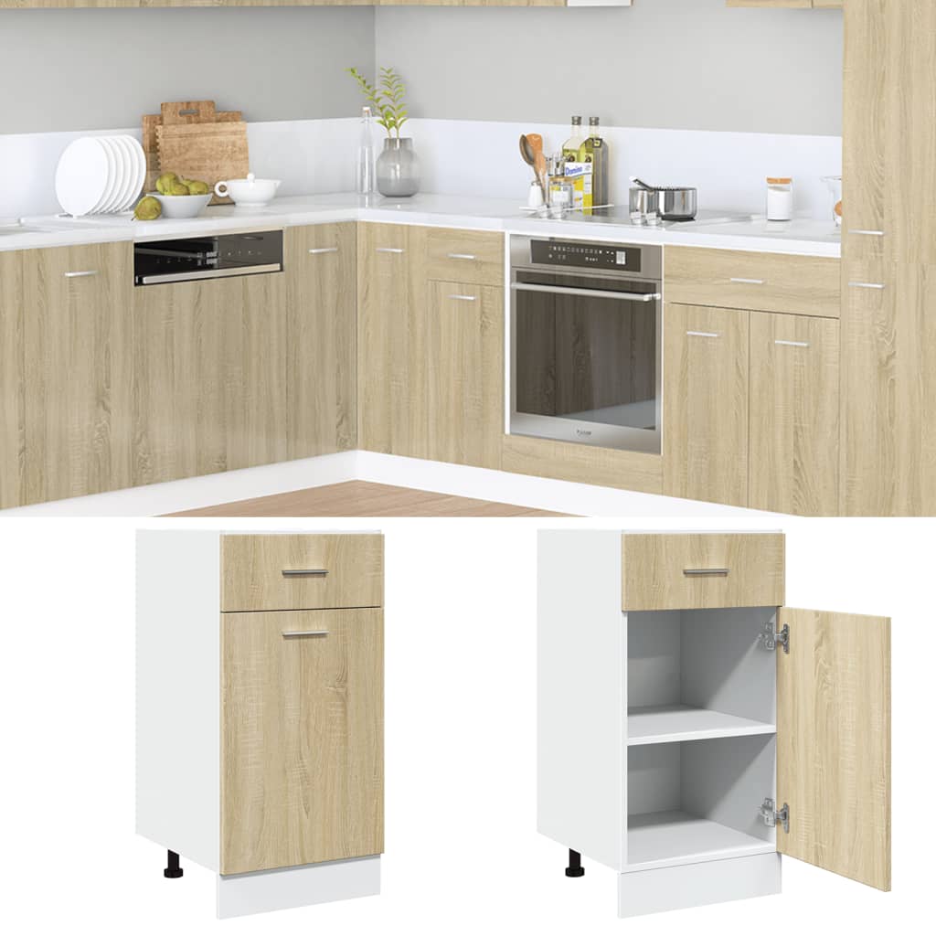 Image of Vidaxl Push-under Cabinet "" Oak 40x46x81.5 Cm Wood, Kitchen Cabinet, Cabinet, Gastro Furniture, Kitchen Furniture, Storage Cabinet