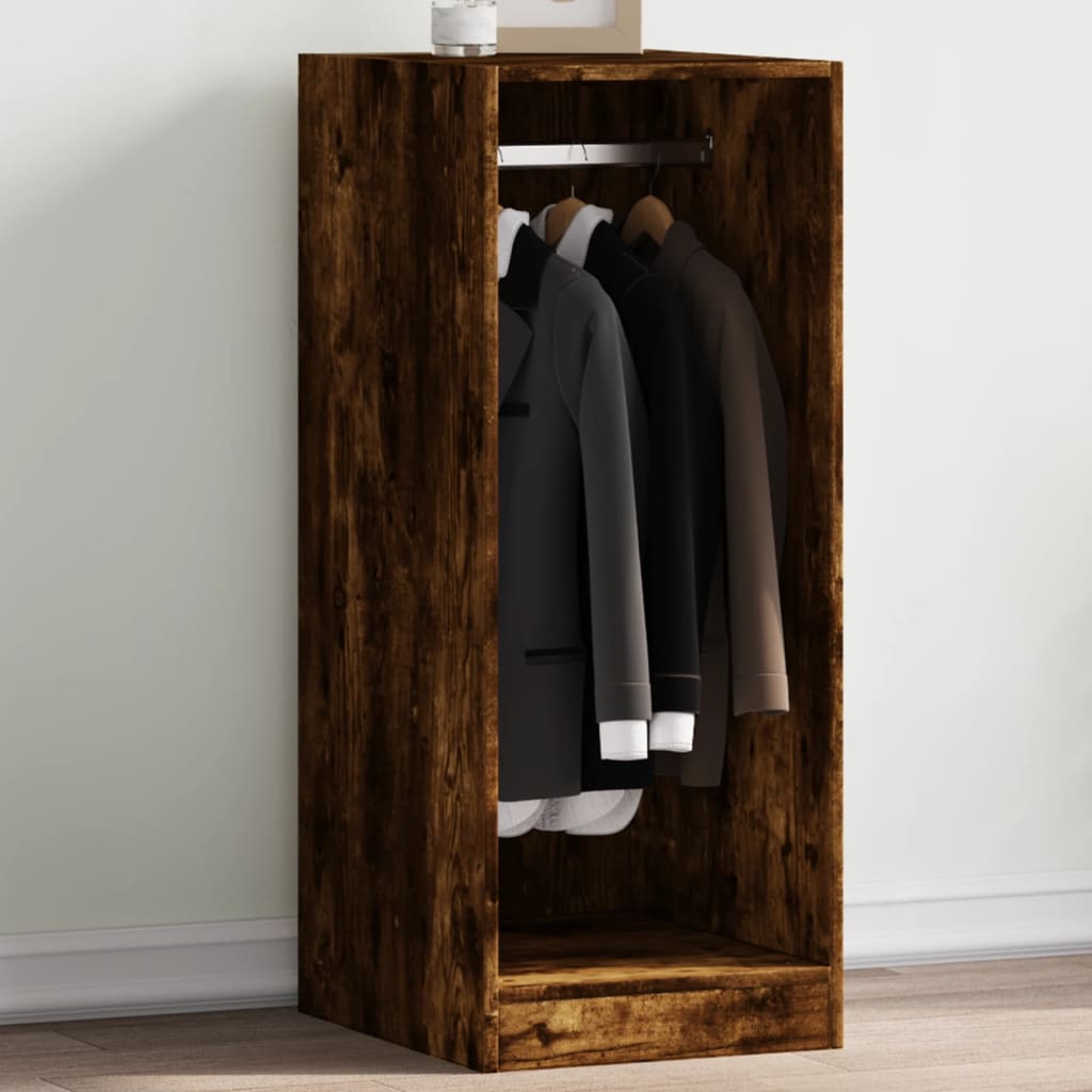 Image of Vidaxl Wardrobe, Coat Cabinet With Storage Space, Tall Cabinet For Bedroom, Hallway Cabinet, Modern, Smoked Oak Wood Material