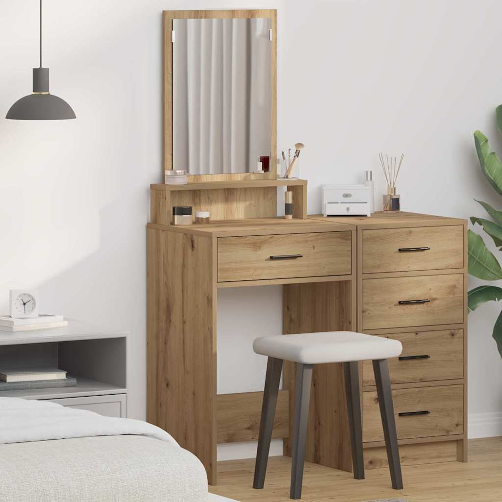 Image of Vidaxl Makeup Vanity In Artisan Oak, 50 X 41 X 140 Cm, Wood Material, Modern Bedroom Storage, Cool Dressing Table, Rectangular Vanity, Durable Furniture Piece
