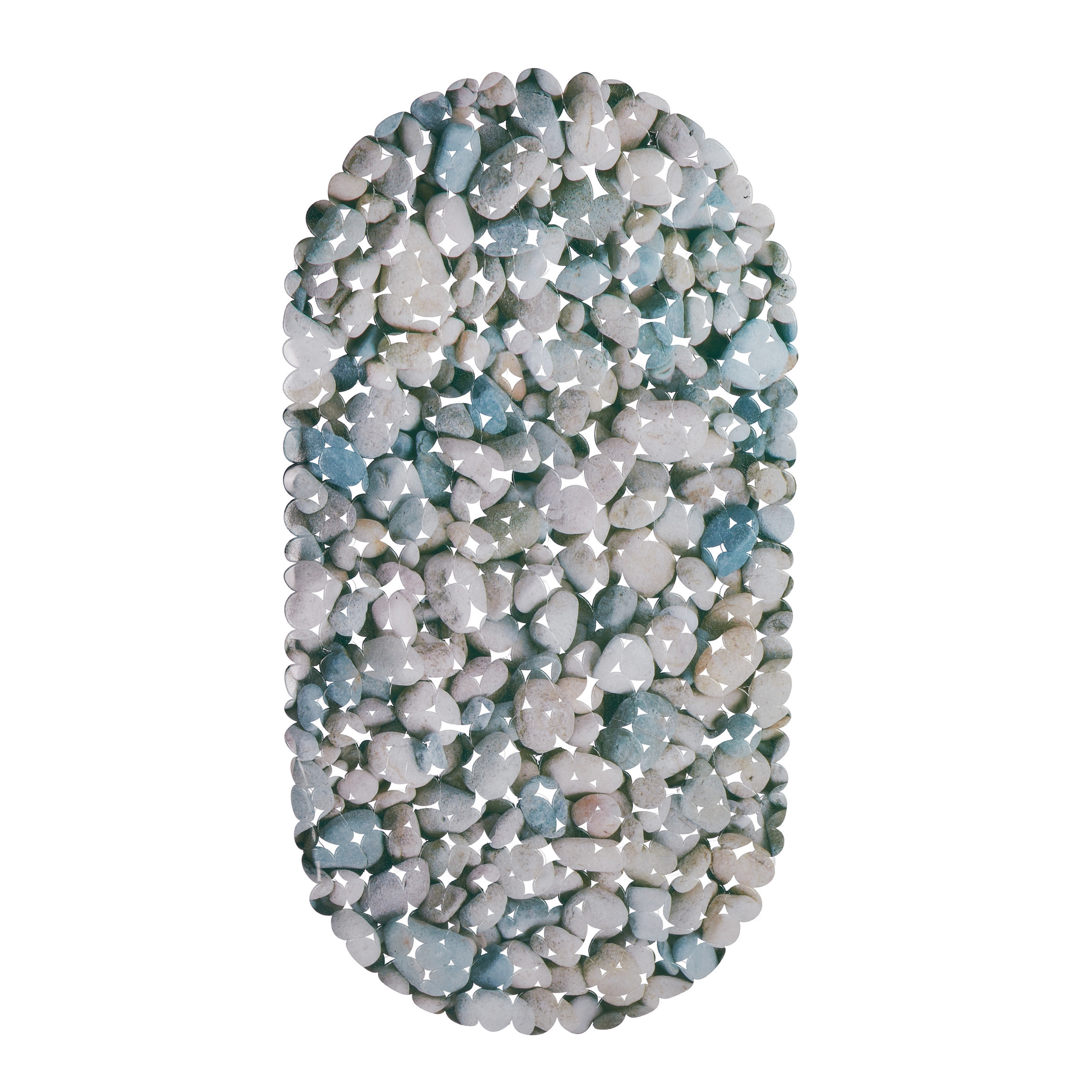Image of Stone-look Bathtub Mat, Oval, 36 X 68 Cm, Pvc, Natural, Non-slip With Suction Cups, Washable Textured Surface, For Bathtubs And Bathrooms, Bathtub Insert, Bathtub Liner, Bath Mat, Relaxdays